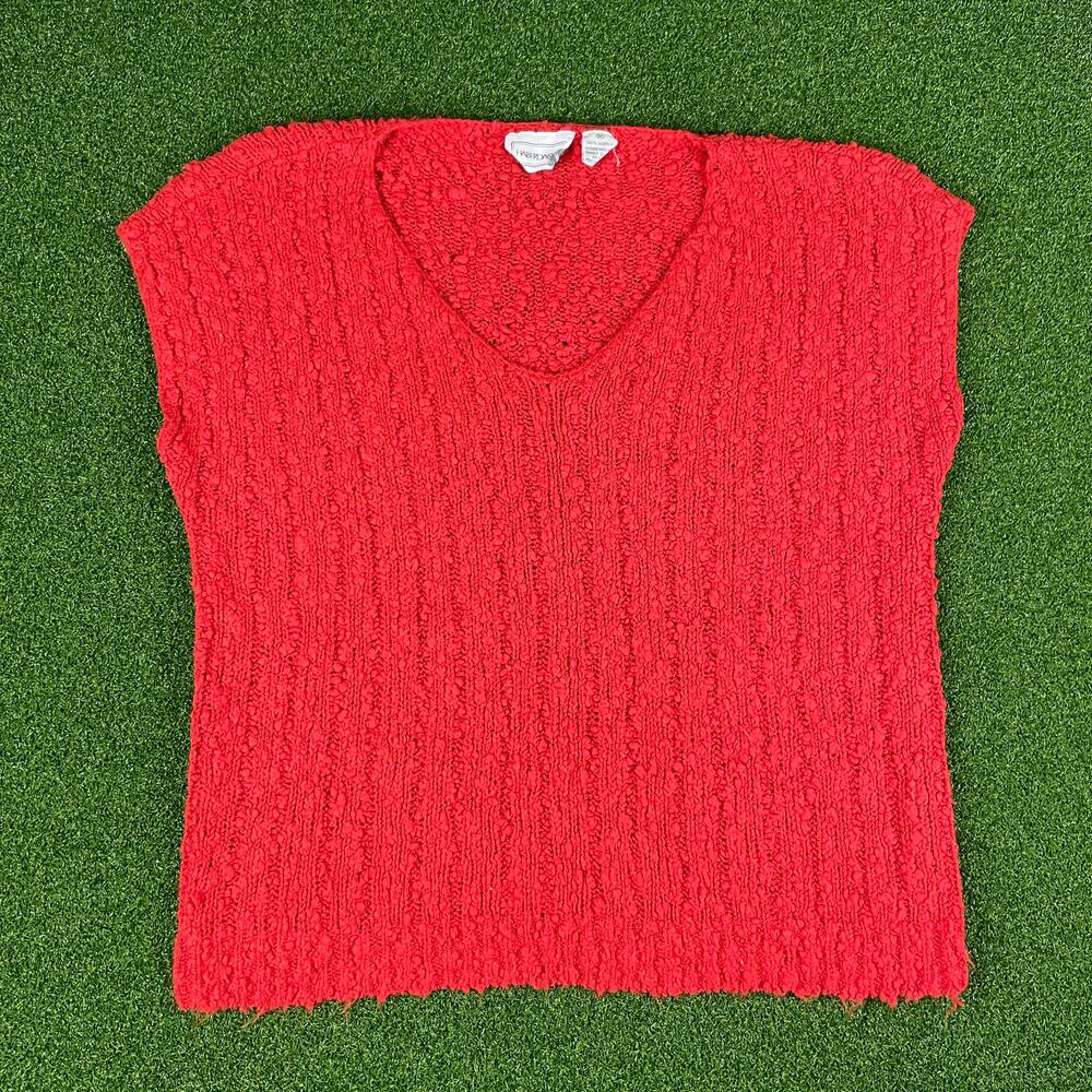 Vintage Haberdasher Red Cap Sleeve V-Neck Acrylic Pullover Sweater Sz M